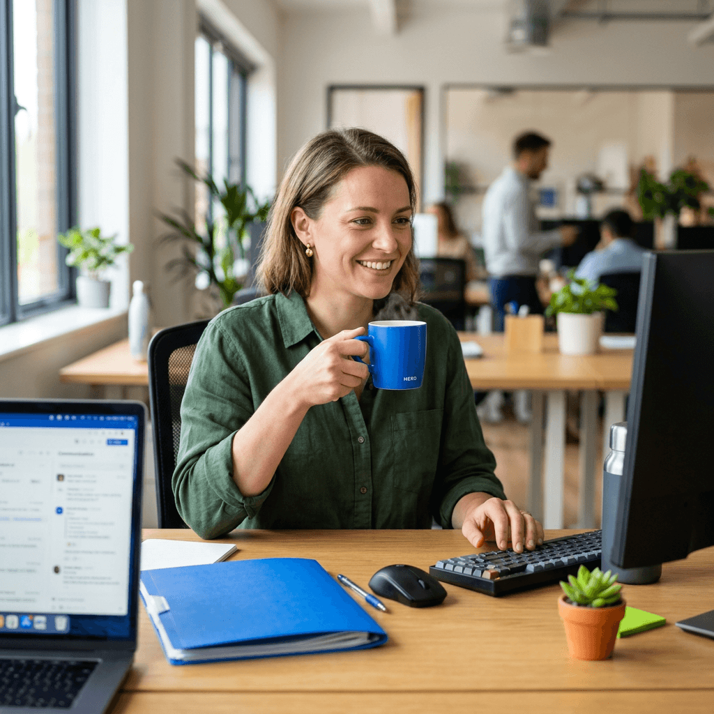 Medewerker financiële administratie die bankverwerking automatiseert