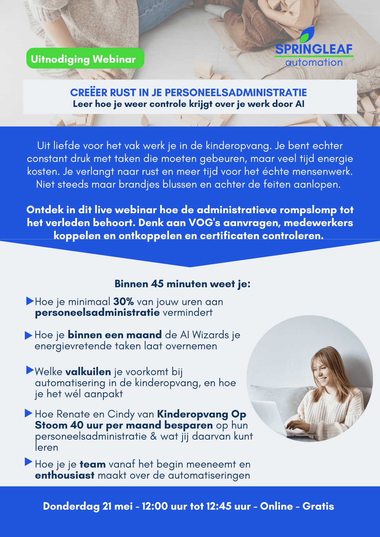 Flyer webinar kinderopvang voorkant
